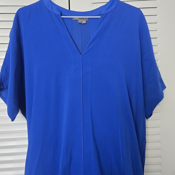Vince. Cobalt Blue Viscose Silk Short Sleeve Modern Shift Dress Size S - Picture 7 of 10